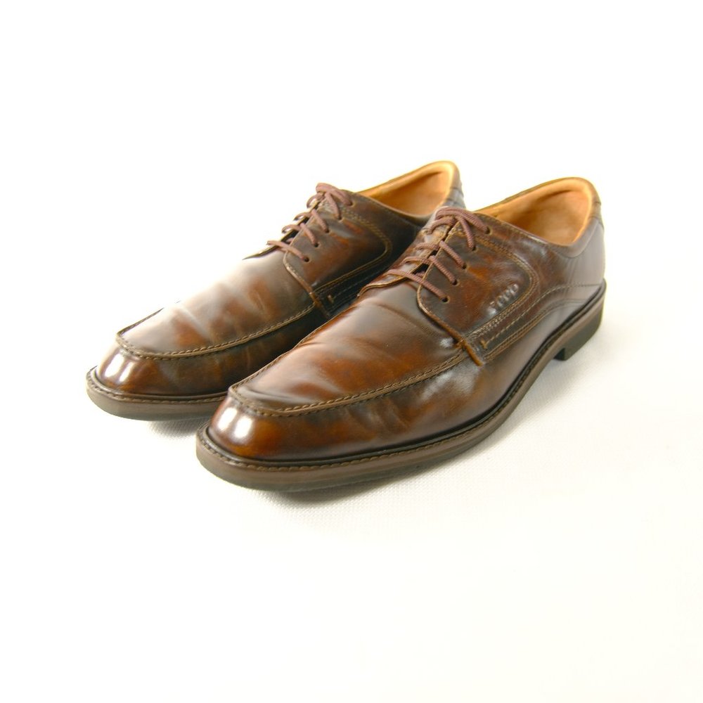ECCO Men's 46 Leather Comfort Shank Technology Extra width Lace Up Oxford Shoes